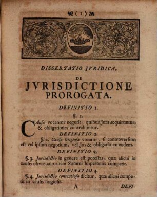 Diss. iur. de iurisdictione prorogata