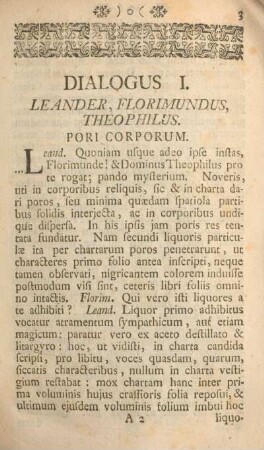 Dialogus I. Leander, florimundus, theophilus.