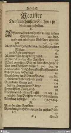 Register Der fürnehmsten Sachen, so hierinnen enthalten