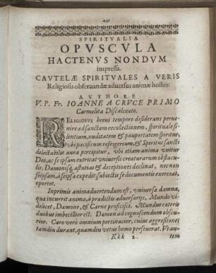 Spiritualia Opuscula Hactenus Nondum impressa