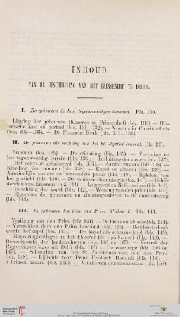 I-II Inhoud van de beschrijving van het Prinsenhof te Delft
