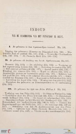 I-II Inhoud van de beschrijving van het Prinsenhof te Delft