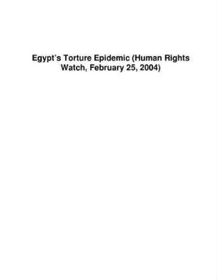 Egypt's torture epidemic