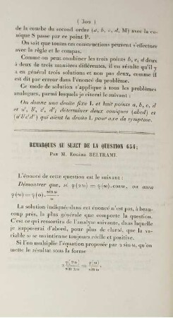 Remarques au sujet de la question 654.