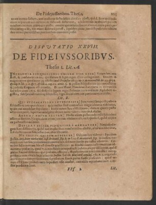 Disputatio XXVIII. De Fideiussoribus