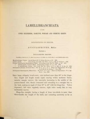 Palaeontology of New-York, 5,1,1. Lamellibranchiata : Text and plates, containing descriptions and figures of the monomyaria of the upper Helderberg, Hamilton and Chemung groups