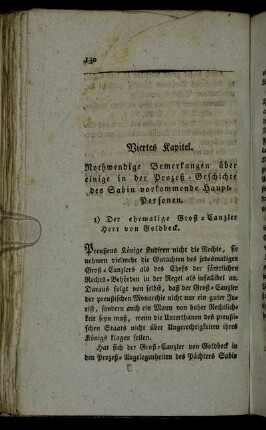 Viertes Kapitel. Nothwendige Bemerkungen über ... einige Haupt-Personen