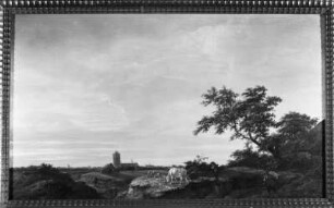 Abendliche Landschaft mit Staffage
