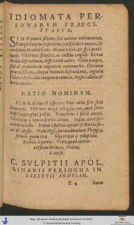 Gaii Sulpitii Apollinaris Periocha In Terentii Andriam