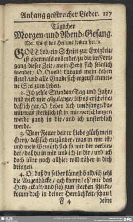 Anhang geistreicher Lieder. Täglicher Morgen- und Abend-Gesang