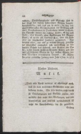 Fünfter Abschnitt. Musik