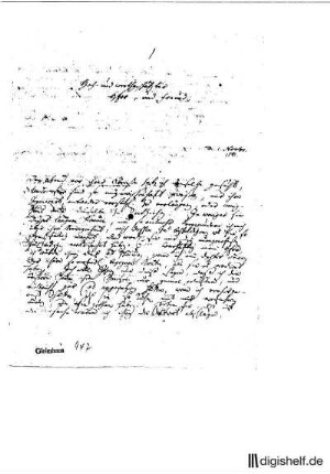 1: Brief von Johann Nikolaus Götz an Johann Wilhelm Ludwig Gleim