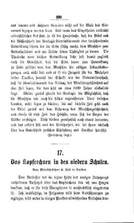 Das Kopfrechnen in den niedern Schulen