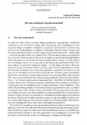 Für eine realistische Sprachwissenschaft