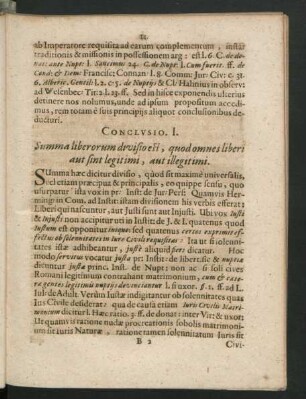 Conclusio I. Summa liberorum divisio est, quod omnes liberi aut sint legitimi, aut illegitimi.