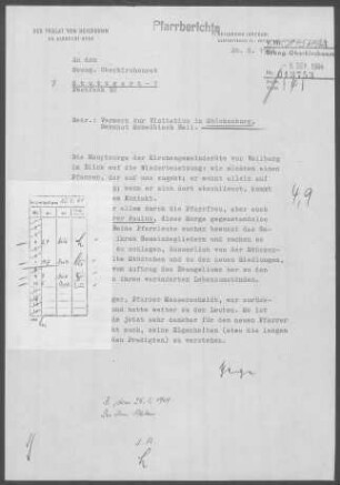 Stöckenburg: Visitationsbericht mit Pfarrbericht 1964