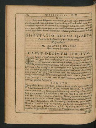 Disputatio Decima Quarta. Respondente M. Samuele Cnuppio
