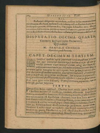 Disputatio Decima Quarta. Respondente M. Samuele Cnuppio