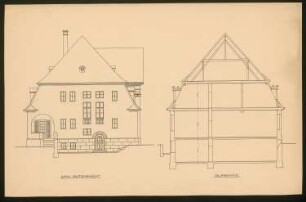 Entwurf zu einem Landhaus: Ansicht und Schnitt