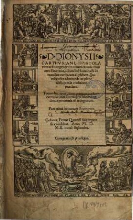 D. Dionysii Carthvsiani, Epistolarum ac Euangeliorum dominicalium totius anni Enarratio, 1. Sermonum de tempore