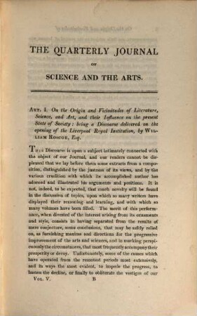 The Journal of science and the arts. 5, 5. 1818
