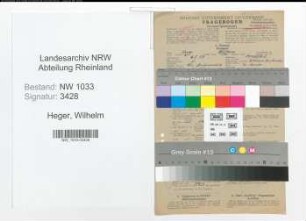 Entnazifizierung Wilhelm Heger , geb. 06.05.1909 (Polizeibeamter)