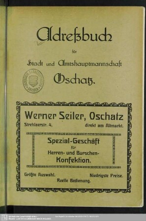 1922: Adreßbuch für Stadt und Amtshauptmannschaft Oschatz