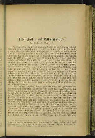 Ueber Freiheit und Nothwendigkeit