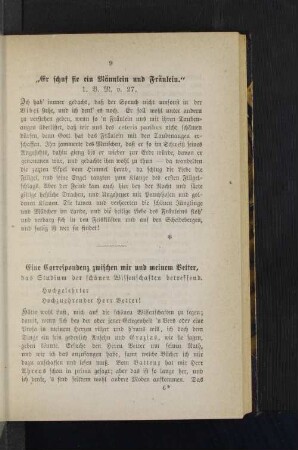 Eine Correspondenz zwischen mir und meinem Vetter.