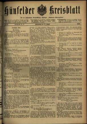 Ausgabe vom Donnerstag, den 23. August 1917.