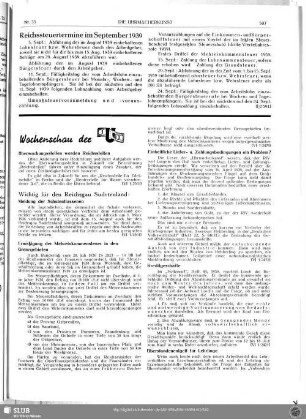 Reichssteuertermine im September 1939