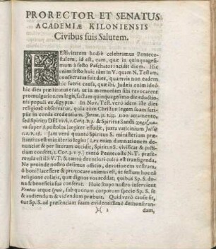 Prorector Et Senatus Academiæ Kiloniensis Civibus suis Salutem.