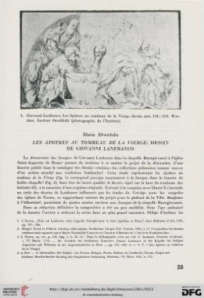 2: Les Apôtres au tombeau de la Vierge : dessin de Giovanni Lanfranco