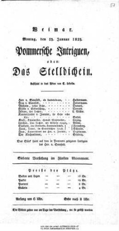 Pommersche Intriguen, oder: Das Stelldichein