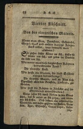 Vierter Abschnitt: Von der electrischen Materie