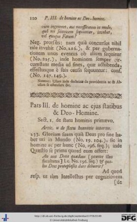 Pars III. de homine ac ejus statibus et Deo-Homine.