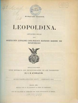 Leopoldina : Mitteilungen der Deutschen Akademie der Naturforscher Leopoldina, 26. 1890