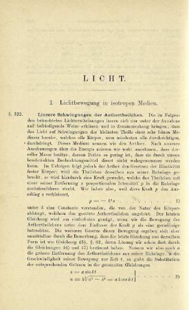 I. Lichtbewegung in isotropen Medien.