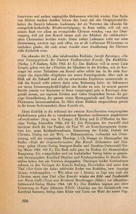 506 [Rezension] Ratzinger, Joseph, Die erste Sitzungsperiode des Zweiten Vatikanischen Konzils