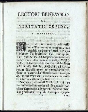 Lectori Benevolo Ac Veritatis Cupido.