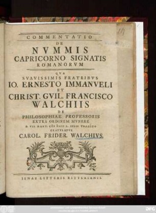 Commentatio De Nvmmis Capricorno Signatis Romanorvm