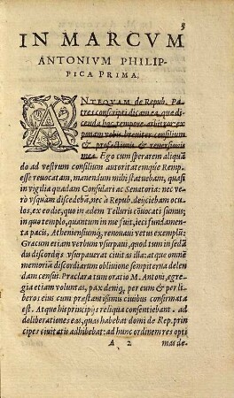 M. Tvllii Ciceronis, in M. Antonivm, orationes Philippicae : in vsvm stvdiosae ivventutis separatim excusae