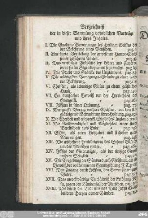 Verzeichniß der in dieser Sammlung befindlichen Vorträge und ihres Inhalts.