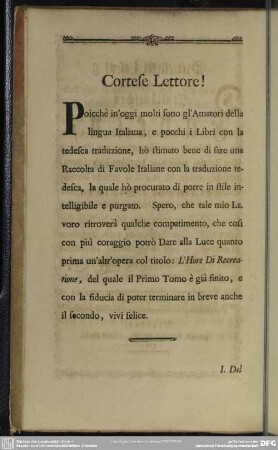 Cortese Lettore!