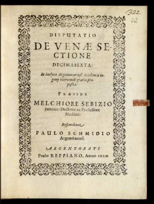 16: Disputatio De Venae Sectione ...