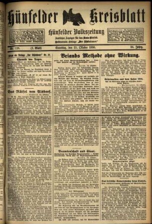 Erste Ausgabe vom Samstag, den 25. Oktober 1930.