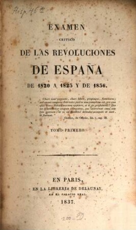 Examen critico de las revoluciones de España de 1820 a 1823 y de 1836, 1