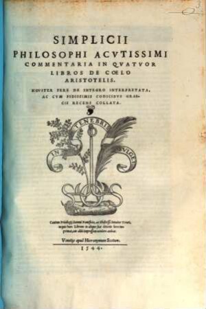 Commentaria in quatuor libros de Coelo Aristotelis