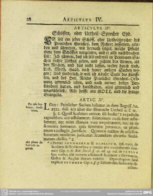 Articulus IV. Schöffen, oder Urtheil-Sprecher Eyd