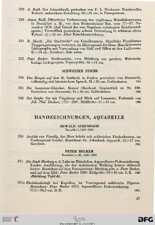 Handzeichnungen, Aquarelle (Nr. 250-260)